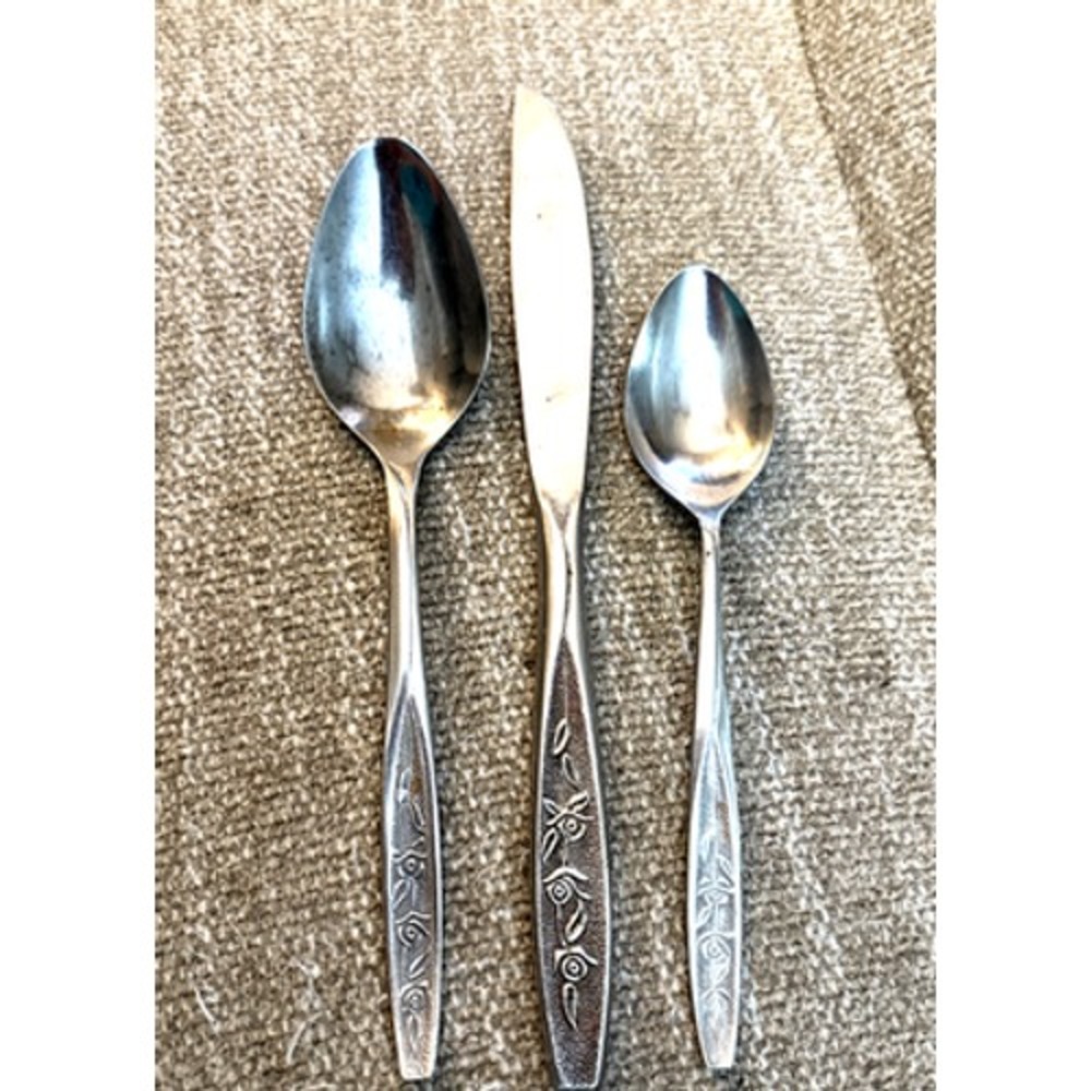 Customcraft stainless steel silverware Taiwan 1 tbsp 1 tsp 1 knife 1960's Vtg